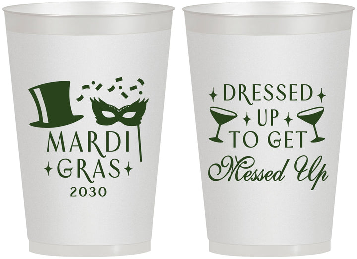 Personalized Mardi Gras 12 oz Frosted Cups - Fleur De Lis | 190015