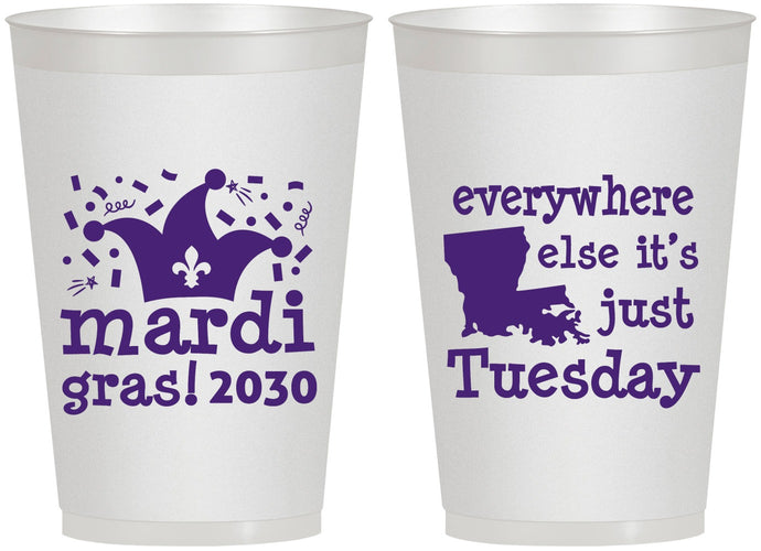 Personalized Mardi Gras 12 oz Frosted Cups - Nola New Orleans | 190016