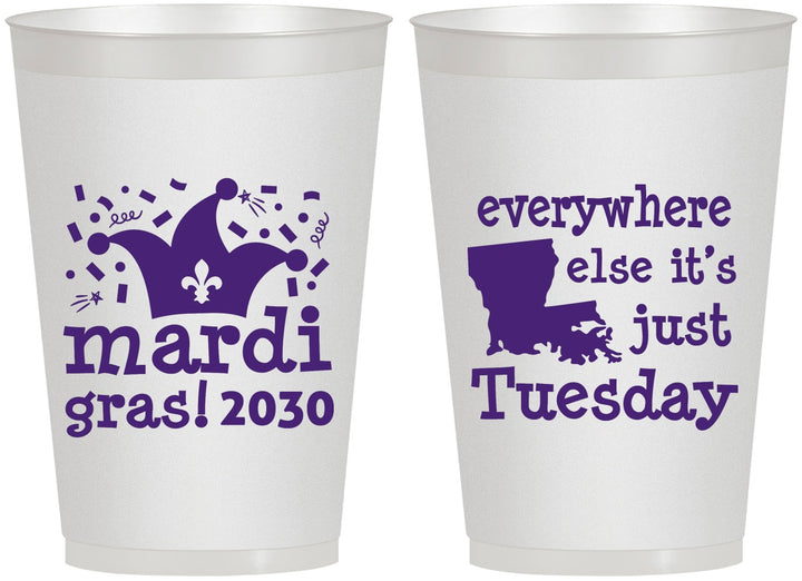 Personalized Mardi Gras 12 oz Frosted Cups - Nola New Orleans | 190016