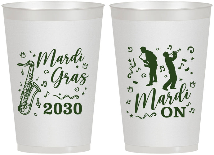 Personalized Mardi Gras 12 oz Frosted Cups - Mardi On Jazz | 190019