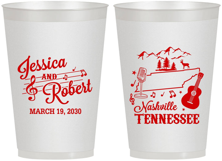 Personalized Wedding 12 oz Frosted Cups - Tennessee | 191