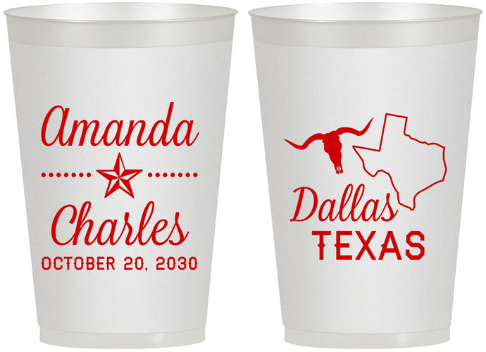 Personalized Wedding 12 oz Frosted Cups - Texas | 192