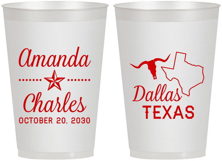 Personalized Wedding 12 oz Frosted Cups - Texas | 192