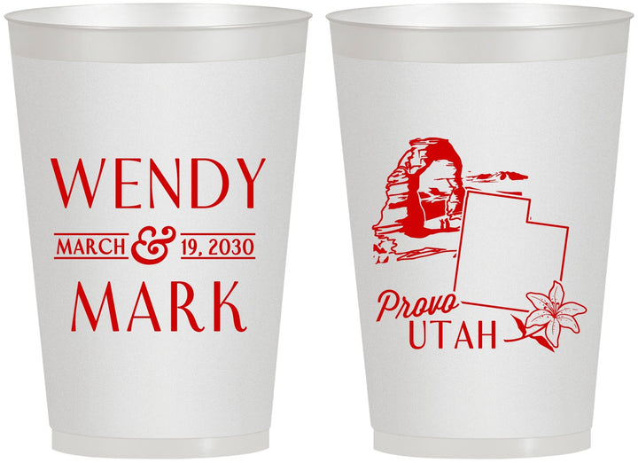 Personalized Wedding 12 oz Frosted Cups - Utah | 193