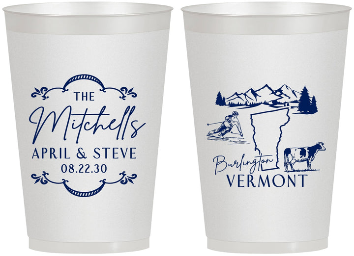 Personalized Wedding 12 oz Frosted Cups - Vermont | 194