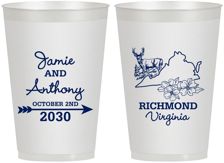 Personalized Wedding 12 oz Frosted Cups - Virginia | 195