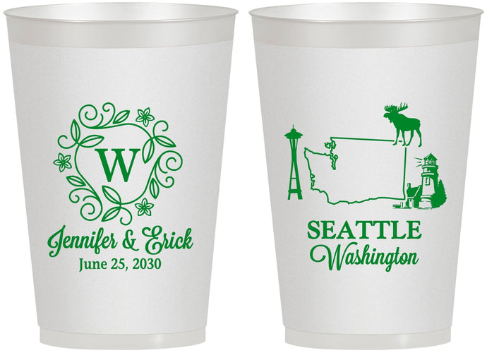 Personalized Wedding 12 oz Frosted Cups - Washington | 196