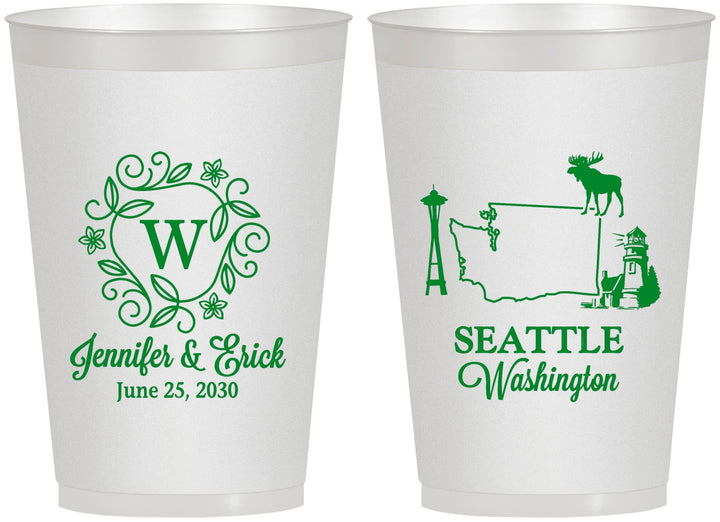 Personalized Wedding 12 oz Frosted Cups - Washington | 196