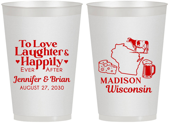 Personalized Wedding 12 oz Frosted Cups - Wisconsin | 198