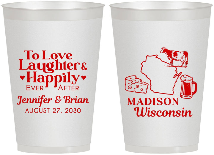 Personalized Wedding 12 oz Frosted Cups - Wisconsin | 198