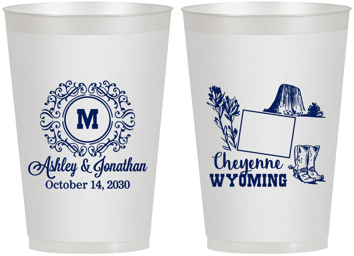 Personalized Wedding 12 oz Frosted Cups - Wyoming | 199