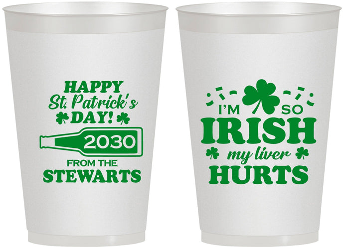 Personalized St Patricks Day 12 oz Frosted Cups - Irish My Liver Hurts | 200000