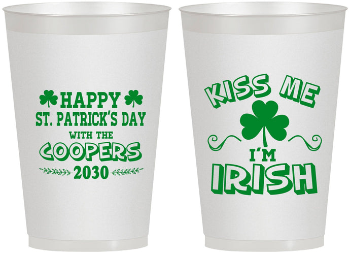 Personalized St Patricks Day 12 oz Frosted Cups - Kiss Me I Am Irish | 200004