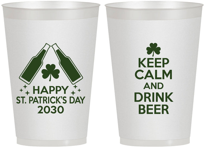 Personalized St Patricks Day 12 oz Frosted Cups - Clover Irish | 200005