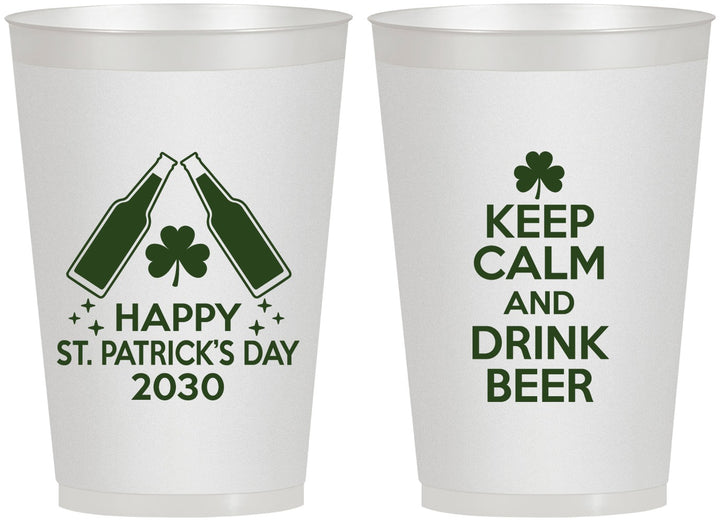 Personalized St Patricks Day 12 oz Frosted Cups - Clover Irish | 200005