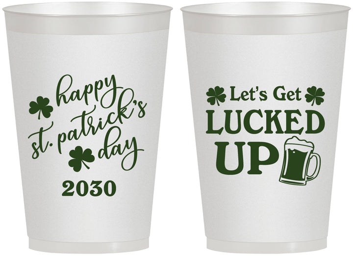Personalized St Patricks Day 12 oz Frosted Cups - Lucked Up | 200007