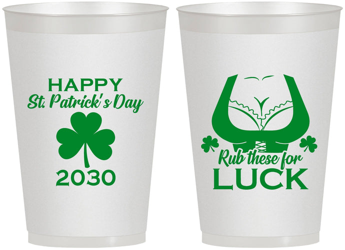 Personalized St Patricks Day 12 oz Frosted Cups - Clover Irish | 200008