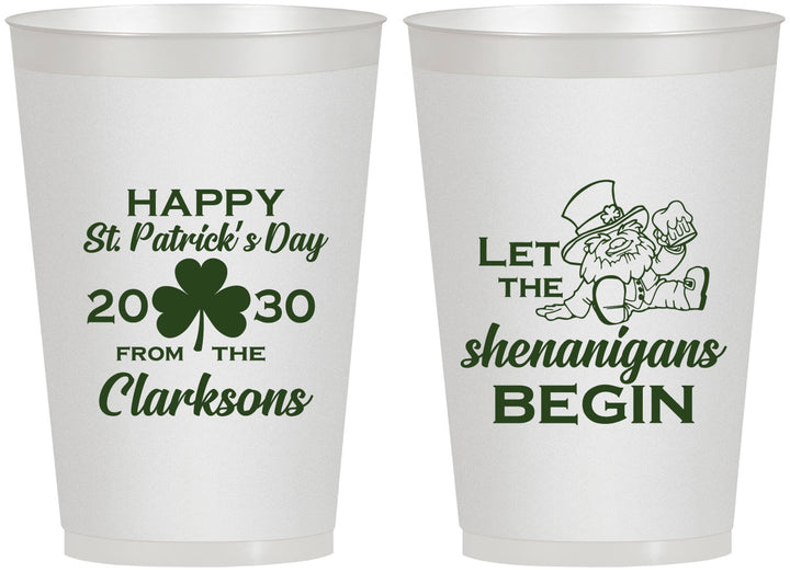 Personalized St Patricks Day 12 oz Frosted Cups - Shenanigans Leprechaun | 200011