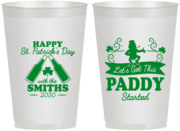 Personalized St Patricks Day 12 oz Frosted Cups - Lets Get The Paddy Started | 200014