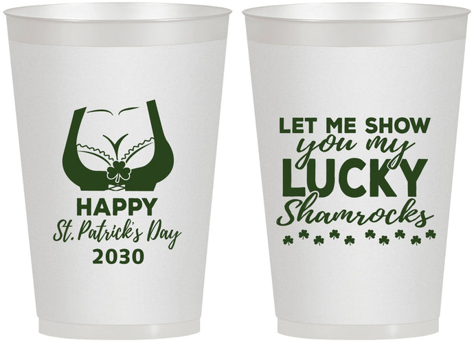 Personalized St Patricks Day 12 oz Frosted Cups - Shamrocks | 200015