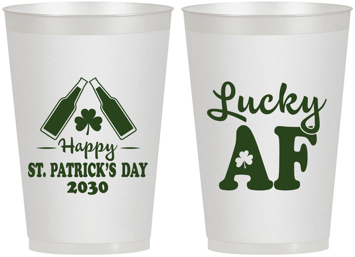 Personalized St Patricks Day 12 oz Frosted Cups - Lucky Af | 200017