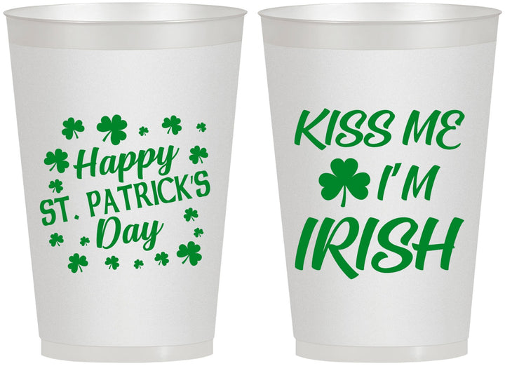 Personalized St Patricks Day 12 oz Frosted Cups - Kiss Me I Am Irish | 200018