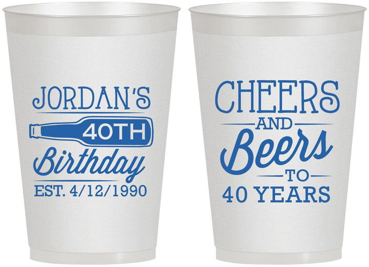 Personalized Birthday 12 oz Frosted Cups - Cheers Beers To 40 Years | 20002