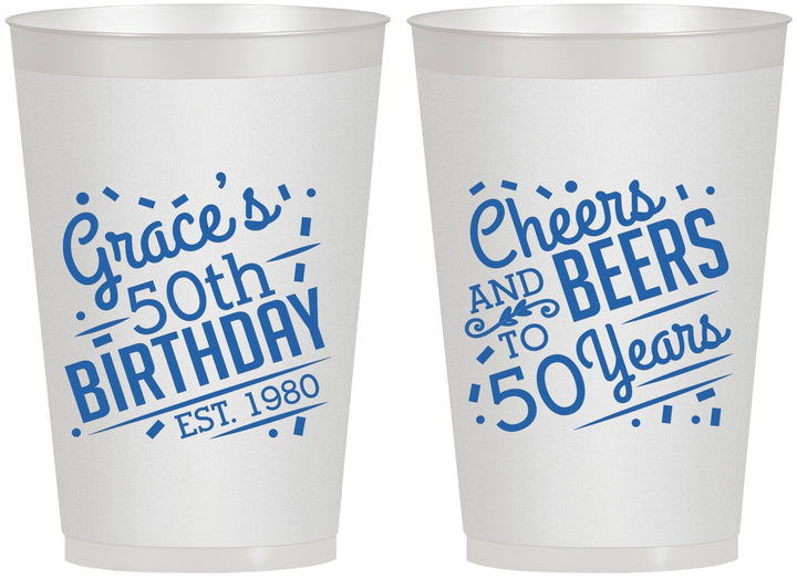 Personalized Birthday 12 oz Frosted Cups - Cheers Beers To 50 Years | 20003