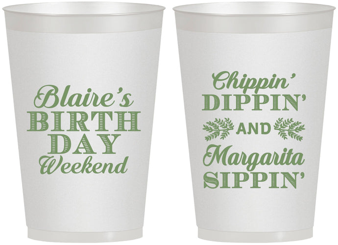 Personalized Birthday 12 oz Frosted Cups - Chippin Dippin Sippin | 20008