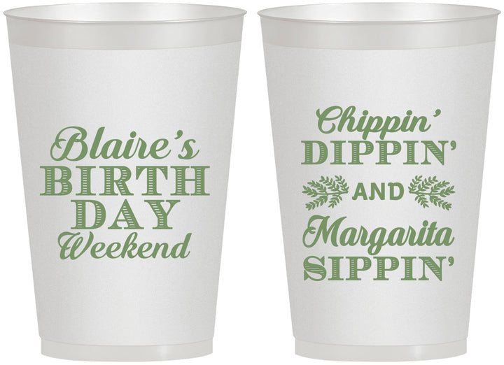 Personalized Birthday 12 oz Frosted Cups - Chippin Dippin Sippin | 20008