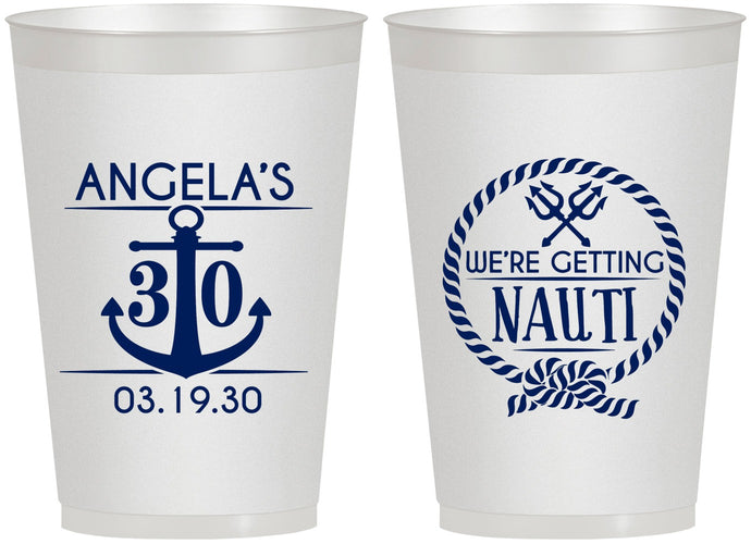Personalized Birthday 12 oz Frosted Cups - 30th Nautical | 20010