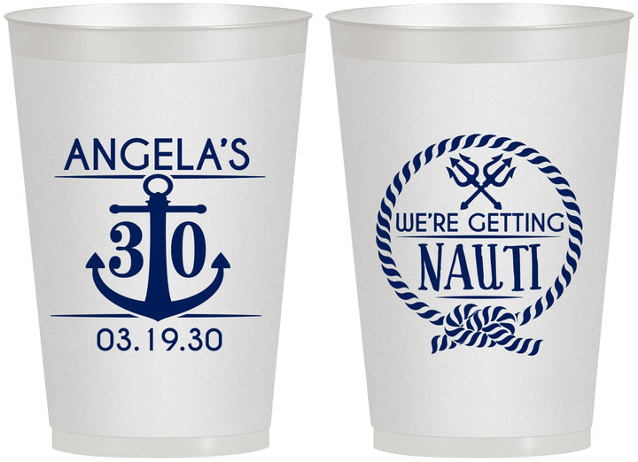 Personalized Birthday 12 oz Frosted Cups - 30th Nautical | 20010