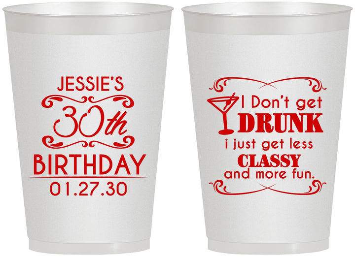 Personalized Birthday 12 oz Frosted Cups - Dirty 30 | 20011