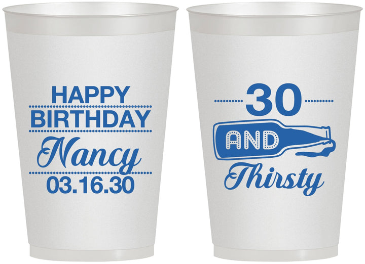 Personalized Birthday 12 oz Frosted Cups - 30 And Thirsty | 20014