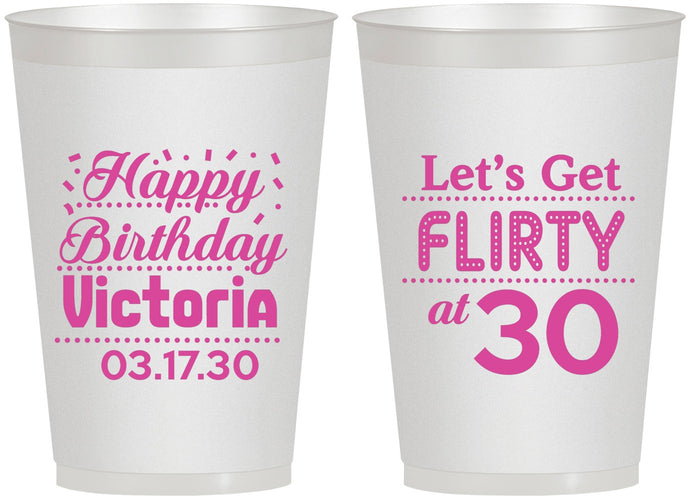 Personalized Birthday 12 oz Frosted Cups - Flirty At 30 | 20015