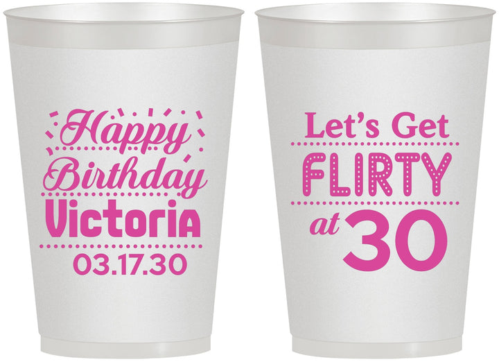 Personalized Birthday 12 oz Frosted Cups - Flirty At 30 | 20015