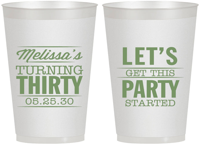 Personalized Birthday 12 oz Frosted Cups - 30th | 20017
