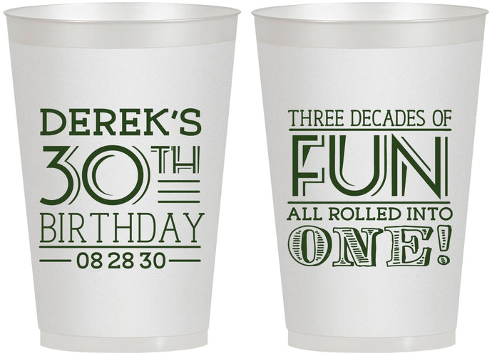 Personalized Birthday 12 oz Frosted Cups - 30th Three Decades Of Fun | 20020