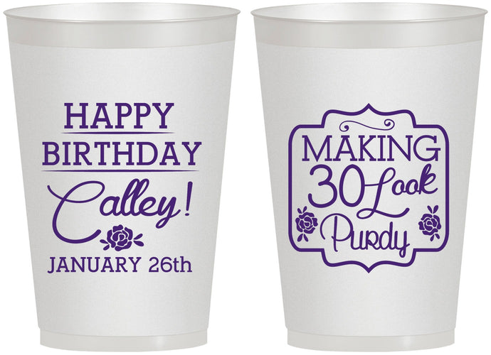 Personalized Birthday 12 oz Frosted Cups - 30 Look Purdy | 20022