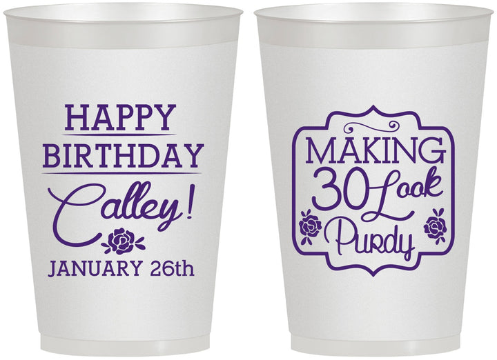Personalized Birthday 12 oz Frosted Cups - 30 Look Purdy | 20022