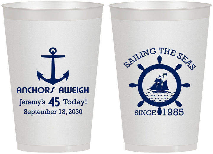 Personalized Birthday 12 oz Frosted Cups - 45th Nautical | 20023