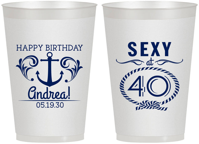 Personalized Birthday 12 oz Frosted Cups - Sexy At 40 | 20027