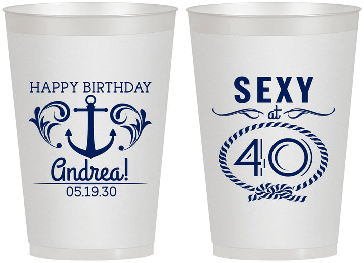 Personalized Birthday 12 oz Frosted Cups - Sexy At 40 | 20027