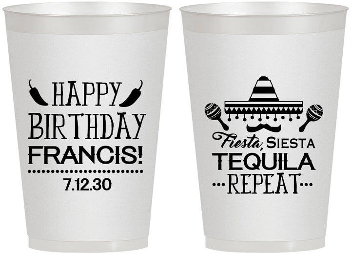 Personalized Birthday 12 oz Frosted Cups - Fiesta Siesta Tequila | 20030