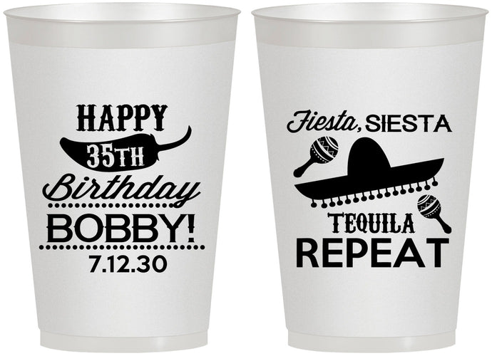 Personalized Birthday 12 oz Frosted Cups - 35th Fiesta Siesta Tequila | 20031