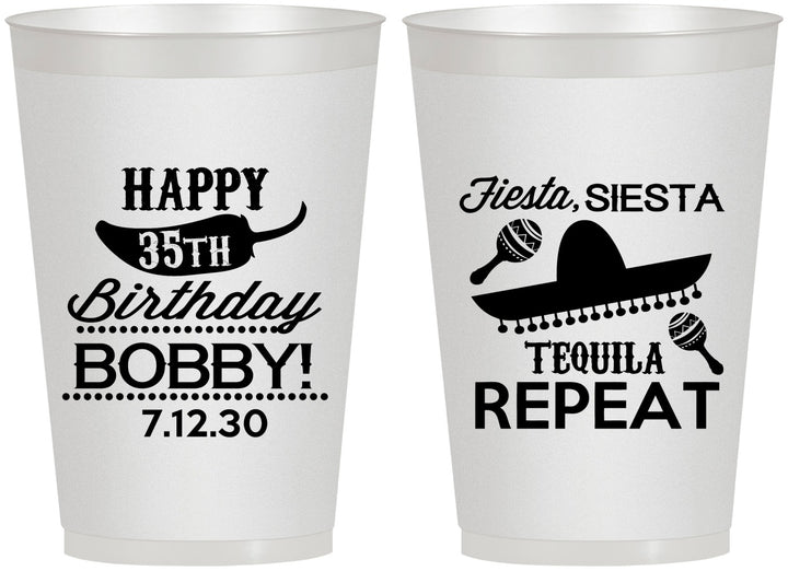 Personalized Birthday 12 oz Frosted Cups - 35th Fiesta Siesta Tequila | 20031
