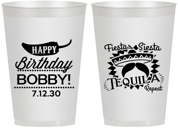 Personalized Birthday 12 oz Frosted Cups - Fiesta Siesta Tequila | 20032