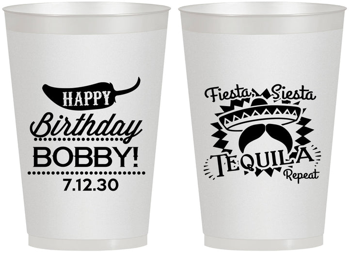 Personalized Birthday 12 oz Frosted Cups - Fiesta Siesta Tequila | 20032