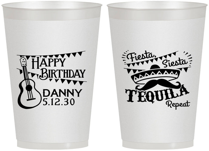 Personalized Birthday 12 oz Frosted Cups - Fiesta Siesta Tequila | 20033