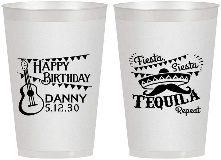 Personalized Birthday 12 oz Frosted Cups - Fiesta Siesta Tequila | 20033
